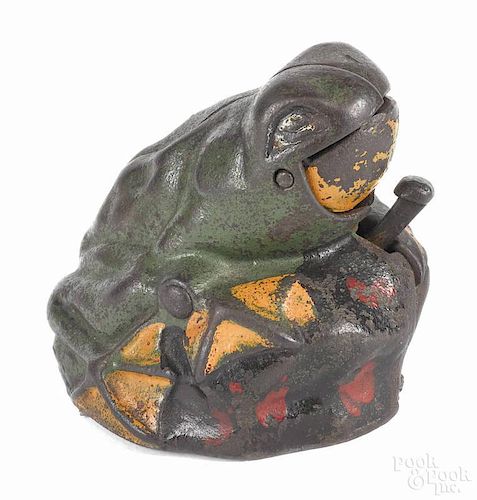 Cast iron Frog on Rock mechanical bank, manufactured by Kilgore Co.