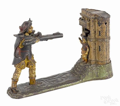 Cast iron William Tell mechanical bank, manufactured by J. & E. Stevens Co.
