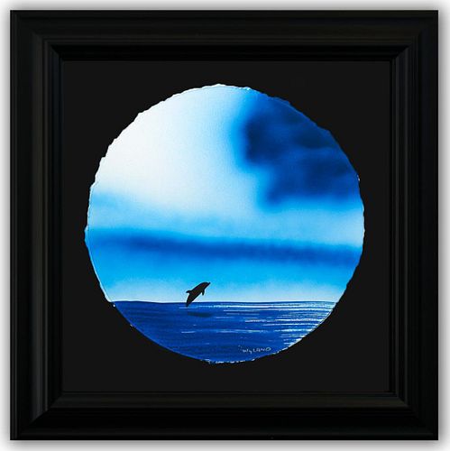 Wyland- Original Watercolor Painting on Deckle Edge Paper "Dolphin"