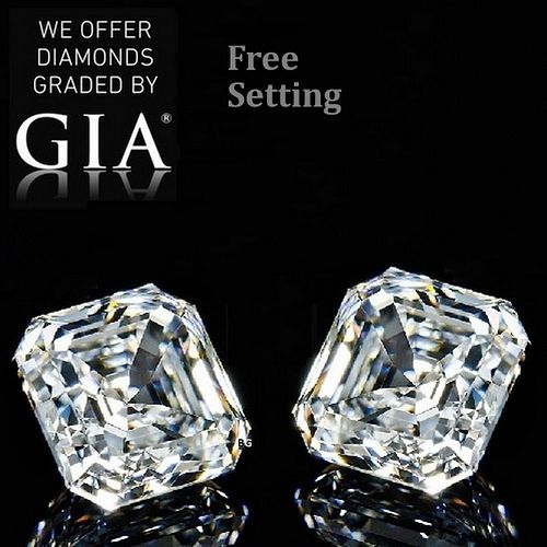 6.03 carat diamond pair, Square Emerald cut Diamonds GIA Graded 1) 3.02 ct, Color I, VVS1 2) 3.01 ct, Color H, VVS2. Appraised Value: $274,700 