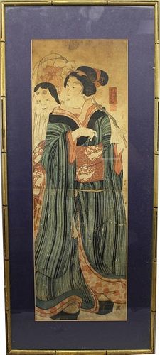 Large Antique Japanese Woodblock Print