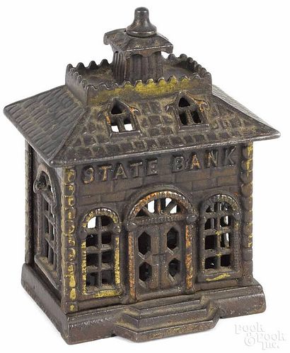 Cast iron State Bank still bank, 5 1/2'' h.