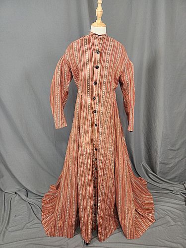 Antique 19th Century Madder Stripe Dress