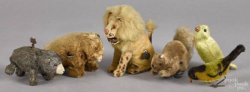 Group of six wind-up animals, 20th c., most Schuco, tallest - 5''.