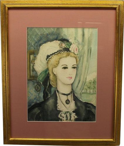 Horton, Signed Watercolor Portrait of a Woman