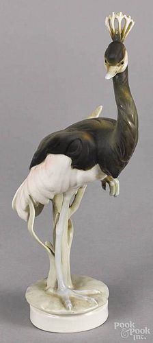 Royal Dux porcelain crane, 20th c., 12 3/4'' h.
