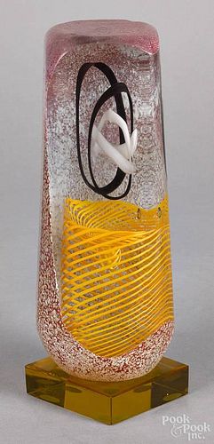 Contemporary art glass sculpture, signed Burnett, 1985, 11'' h.