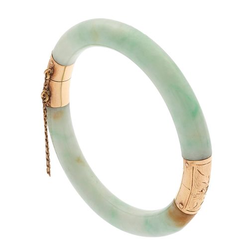 Jade, 14k Yellow Gold Bangle Bracelet