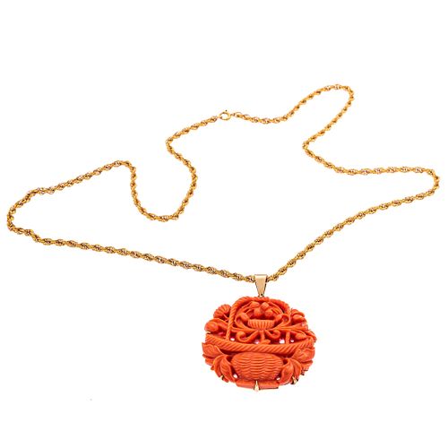 Gump's Coral, 14k Pendant with Chain