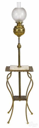 Bradley and Hubbard Victorian brass and marble piano lamp, late 19th c., 63'' h.