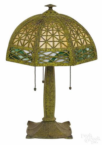 Bradley and Hubbard slag glass table lamp, early 20th c., 20'' h.