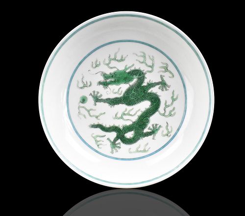 Chinese Green Dragon Dish, Qianlong Period