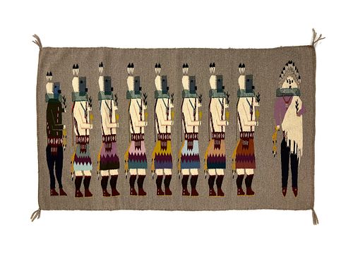 Navajo Yeibeichei Dance Pictorial Rug c. 1980s, 36.75" x 55" (T6513)