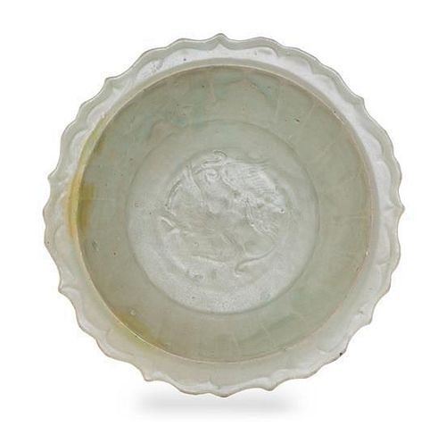 A Lonquan Celadon Glazed Porcelain Dish Diameter 10 inches.