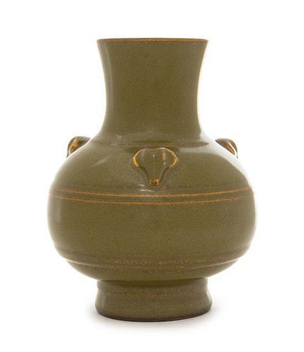 A Teadust Glaze Porcelain Vase Height 7 1/8 inches.