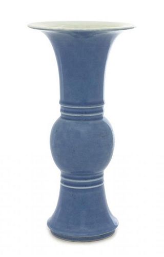 A Clair-de-Lune Porcelain Gu Vase Height 9 1/2 inches.