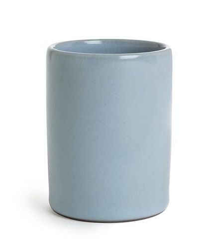 A Clair-de-Lune Blue Glazed Porcelain Brush Pot Height 4 inches.