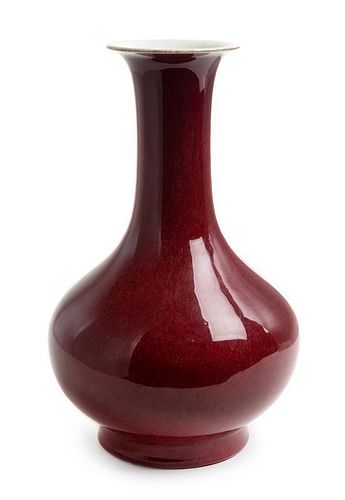 A Langyao -Type Red Glazed Porcelain Vase Height 12 3/4 inches.