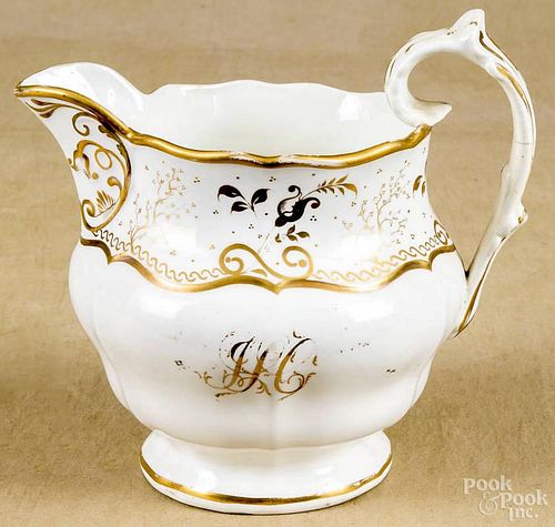 Porcelain pitcher, possibly Tucker, ca. 1820, 9'' h.