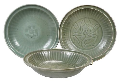 Three Chinese Celadon Dishes