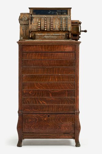  1906 National Cash Register with Tiger Oak Cabinet