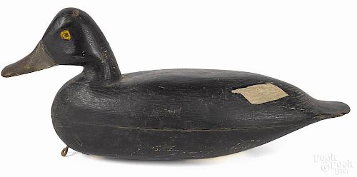 New Jersey carved and painted bluebill duck decoy, early 20th c., attributed to Rhodes Truax, 15'' l.