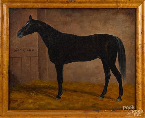 J. William Johnson (American 19th/20th c.), oil on canvas portrait of a horse named Nigger Mike