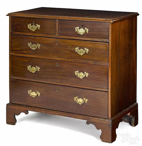 George III mahogany chest of drawers, ca. 1770, 37 1/2'' h., 36'' w.