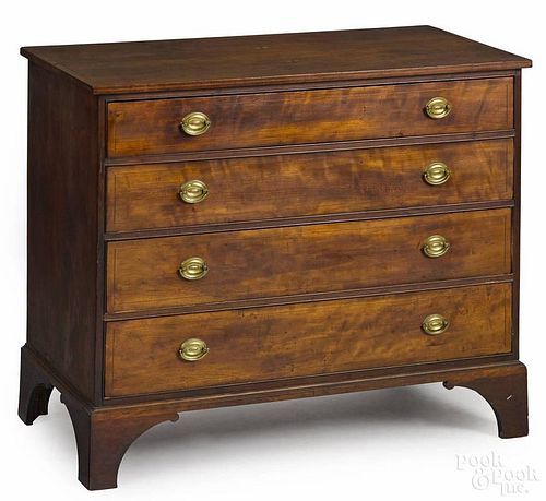 New England Federal cherry chest of drawers, ca. 1810, the top with diamond floral inlay, 34'' h.