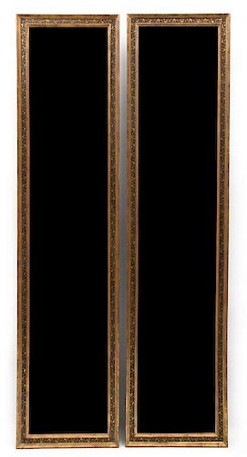 A Pair of Continental Pier Mirrors Height 80 x width 20 inches.