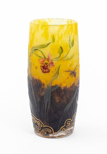 Daum Nancy Etched Enameled Glass Vase, ca. 1900