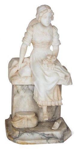 An Italian Alabaster Figure Height 21 inches.
