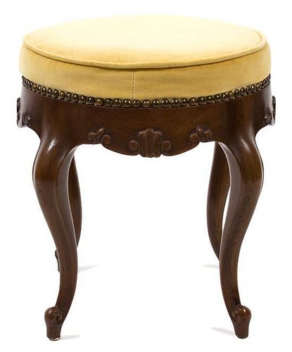 A Louis XV Style Carved Mahogany Tabouret Height 16 inches.