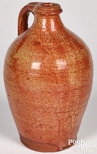 New England redware jug, 19th c., probably Maine