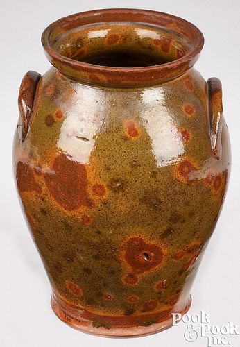 New England redware jar, 19th c.