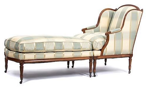 A Louis XVI Style Mahogany Duchess Brisee Height 40 1/2 x width 28 3/4 x length 73 inches.