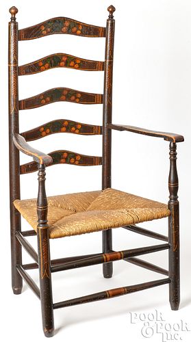 Delaware Valley ladderback armchair, ca. 1800