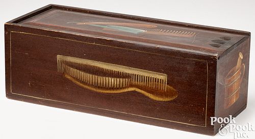 Pennsylvania painted poplar barber's box, 19th c.