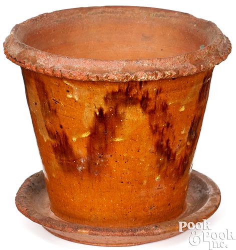 Pennsylvania redware flowerpot, 19th c.