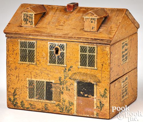 New England painted basswood dresser box, 19th c.