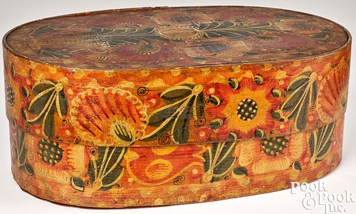 Continental painted bentwood bride's box, ca. 1800