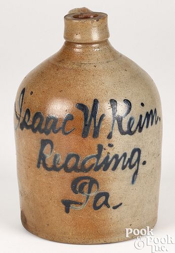 Pennsylvania stoneware script jug, 19th c.