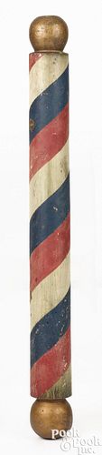 Turned and painted barber pole, 19th c.