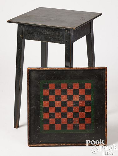 Painted pine end table, 19th c.