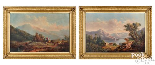 Two Hudson River oil on canvas landscapes