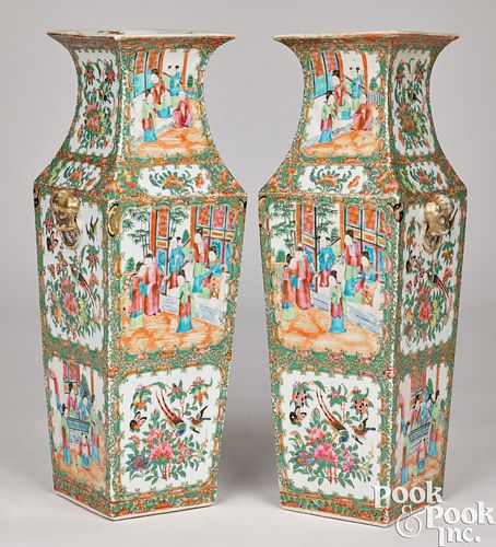 Pair of Chinese export porcelain Famille Rose urns