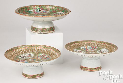 Three Chinese export porcelain compotes, 19th c.