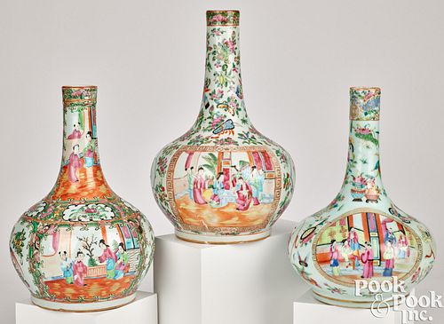 Three Chinese export porcelain water bottles