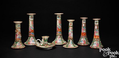 Chinese export porcelain candlesticks, 19th c.
