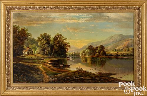 Edmund Darch Lewis, oil on canvas river landscape